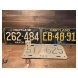 Vintage Maryland License Plates, 1948, 52/53, And
