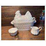 Rooster Soup Tureen & Creamer & Sugar