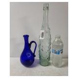 (2) Decorative Vases - Cobalt Glass & Apple