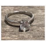 Ladies Engagement Style Ring Sterling Silver