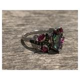 Mystic Fire Green Topaz Silver .925 Size 12
