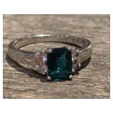 Ladies Silver .925 Princess Cut Stone Ring