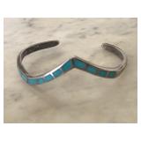 Tested Sterling Turquoise Inlay Bracelet