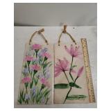 (2) Handmade By Carol Koenig Flower Plaques -