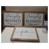 Wooden Signs: Simply Blessed & Faith