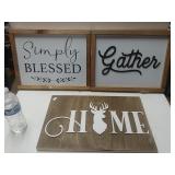 Wooden Signs: Home, Gather, Blessed