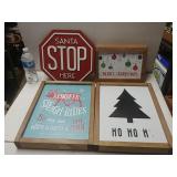 Wooden Christmas Signs: Santa, Reindeer, Ho Ho,
