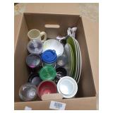 Assorted Beverage Containers, Plates & More