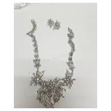 Silver Sparkles Necklace With Match Earrings