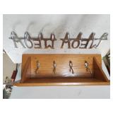 Shelf With Hooks Meow Meow Wall Hanging With