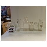 Vintage Milk Bottles And Pitcher