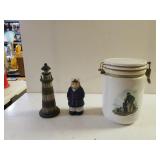 Norman Rockwell Canister And Lighthouse Figures