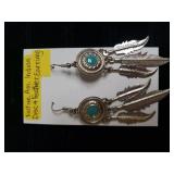 Native American Indian Disc & Feather Earrings