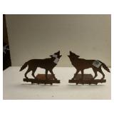 Metal Wolf Bookends