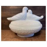 Westmoreland Milk Glass Lovebirds Dish