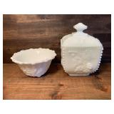 Vintage Indiana Milk Glass Dessert Bowl &
