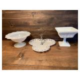 Westmoreland Lace Edge Milk Glass & Footed