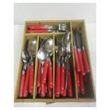 Vintage Flatware In Wooden Organizer