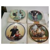 (4) Norman Rockwell Plates W/boxes