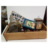 Wooden Drawer W/ Vintage Tins, Bottles & More