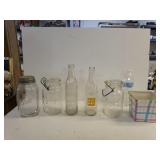 Vintage Ball Jars, Soda Bottles And Plant Pot