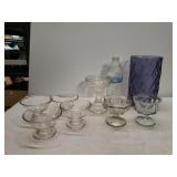 Misc Glassware - Ice Cream/sherbet Dishes & Vase