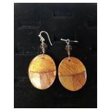 Ladies Brown Dangle Wire Earrings - Marked 925
