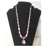 Ladies Pink Stone Necklace - Marked 925