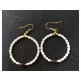 Ladies Large Freshwater Pearl Hoop Wire Earrings