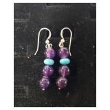 Ladies Purple & Turquoise Stone Dangle Wire