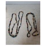 (2) Multicolor Stone Bead Necklaces