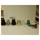 Vintage Electricity Isolators And Duck Figure