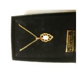 Gold Tone Ruby And Opal Necklace