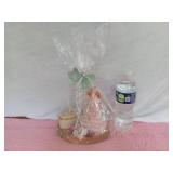 Lady with Parasol & Trinket Box on Pedestal