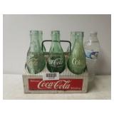 Metal Coca-Cola Bottle Carrier & Bottles