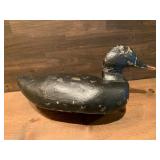 Vintage Carved Wooden Black Duck Decoy