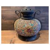 Outdoor Lantern With Lighted Candle Insert