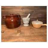 Vintage USA Cookie Jar, Marble Mortar & Pestle,