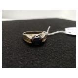 Mens Silver Hematite Ring - Size 13 - Marked