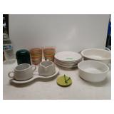 Lot Of Fiestaware Pieces - Glasses, Shaker, Sugar