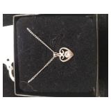 Ladies Silver Heart Pendant - 16" - Marked