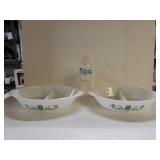 2 Vintage Glasbake Divided Dishes