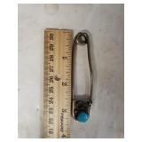 Large Safety Pin W/turquoise Stone