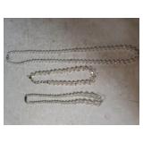 (3) Ladies Clear Faceted Bead Necklaces