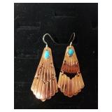 Ladies Copper & Silver  Dangle Wire Earrings W/
