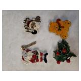 (4) Ladies Christmas Pins