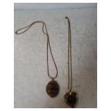 (2) Large Gold Tone Locket Necklaces