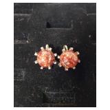 Ladies Silver Flower Busry Earrings - Marked