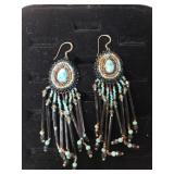 Ladies Beaded Dream Catcher Wire Earrings