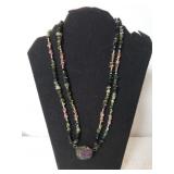 Ladies Double Strand Chipped Stone Necklace